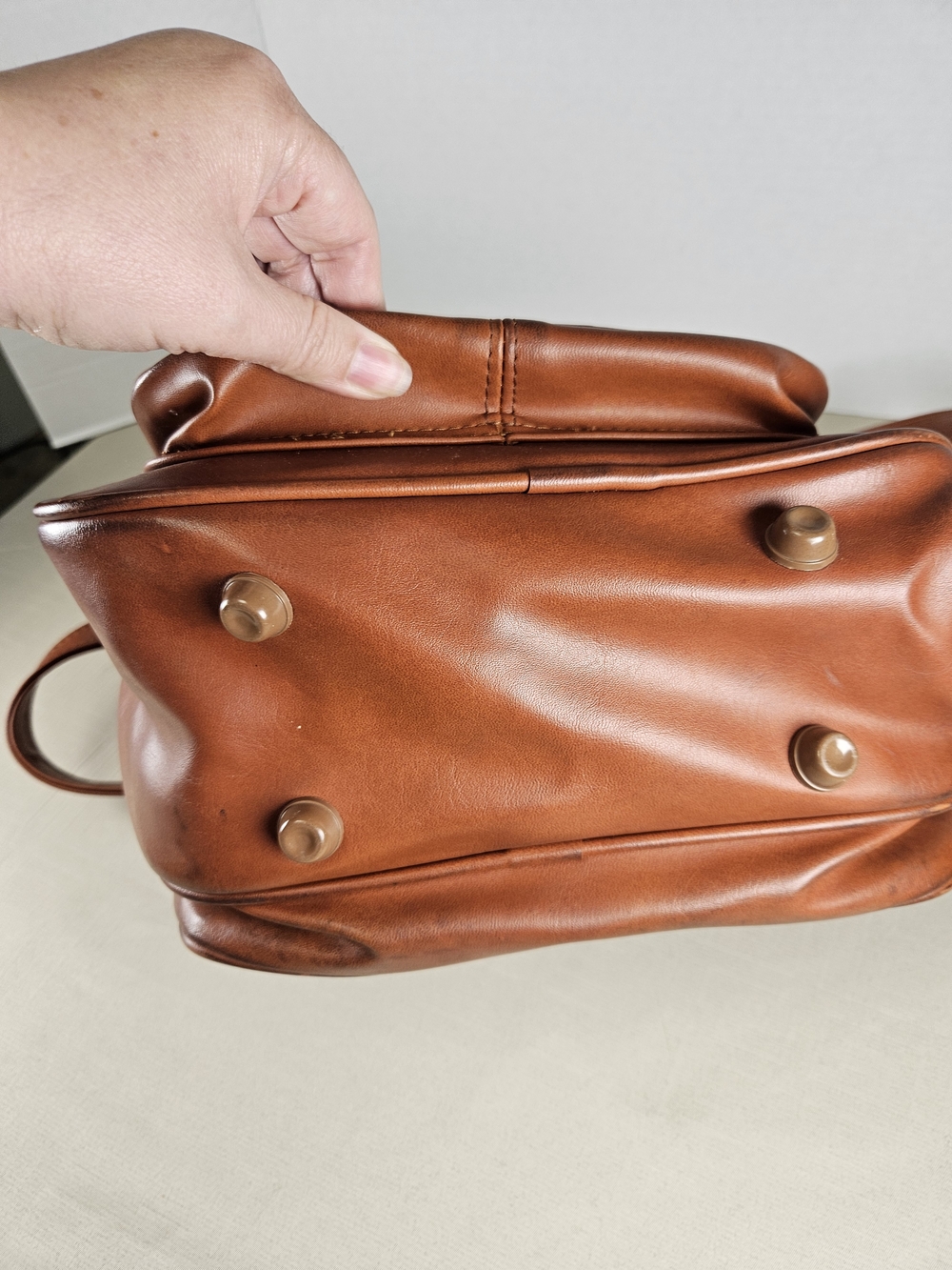 1960s-70s Chestnut Vinyl Samsonite Tote Shoulder Strap Bag/Carry On Luggage/Sams - Picture 9 of 16